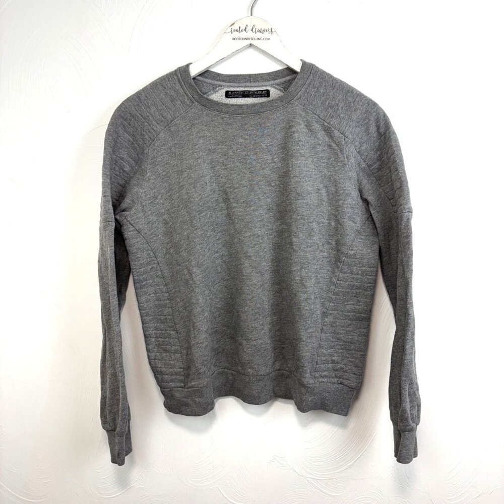 All Saints Sweatshirt Gray Pullover Long Sleeve Solid Casual Basic Womens Size 6